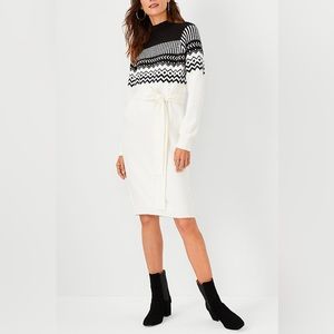 Ann Taylor Fair Isle Belted Sweater Dress Never Worn
